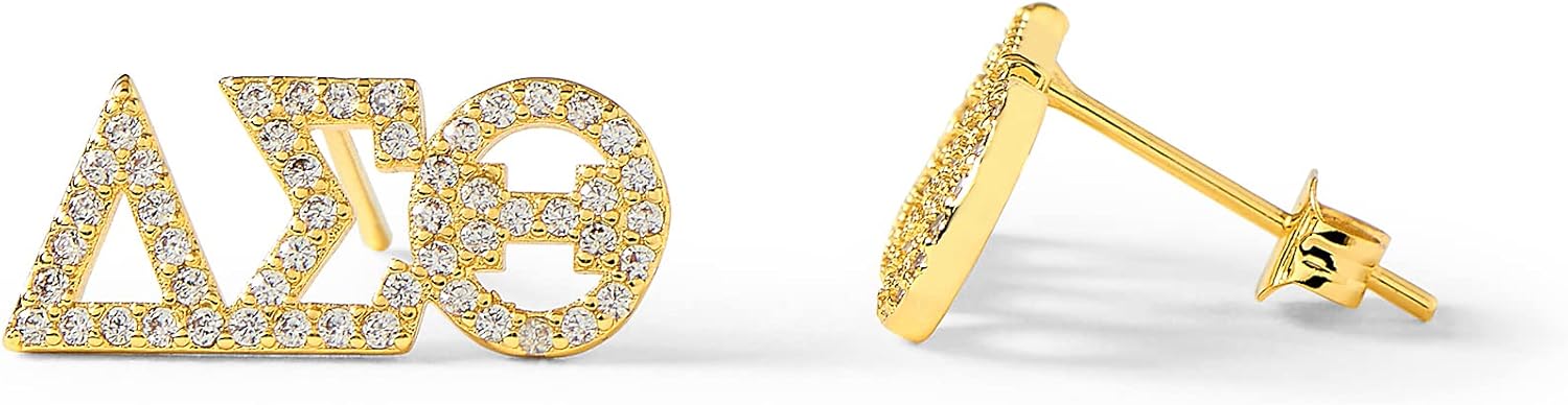 Sorority Shop Delta Sigma Theta Earrings — DST 18K Gold Plated Sorority Gifts Earrings, Long-Lasting Delta Sigma Theta Gifts for Women
