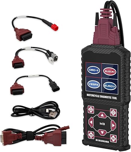 QPKING Herramientas de medición de prueba de diagnóstico del sistema de motocicleta OBDII Lectores de códigos de falla de motocicleta Herramientas