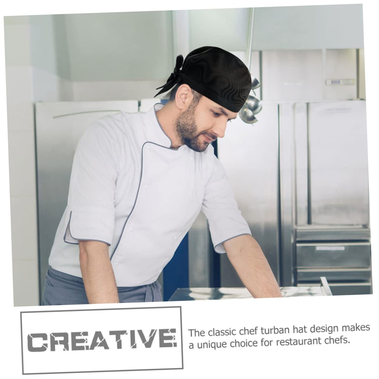 VALICLUD 8 Gorros de Chef Negros de Algodón Estilo Japonés, Cómodos y Elásticos para Cocineros en Restaurante y Cafetería