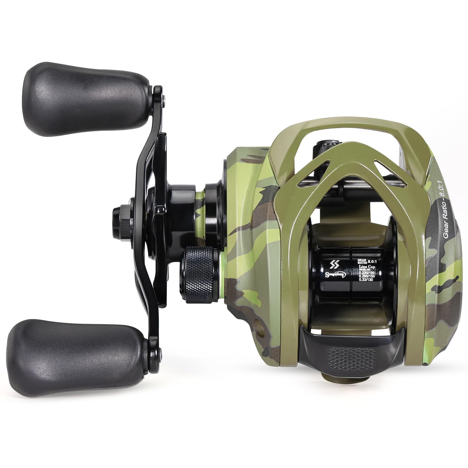 Sougayilang MAX Baitcasting Rolle 8.0:1 High Speed Gear Ratio Angelrolle 18LB Kohlefaser Drag Baitcaster Rollen mit magnetischem Bremssystem für Salzwasser Süßwasser Angeln