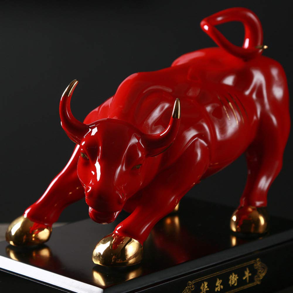 Amazon.co.jp: 中国のレッドブル像の彫刻セラミック家の装飾ラッキー