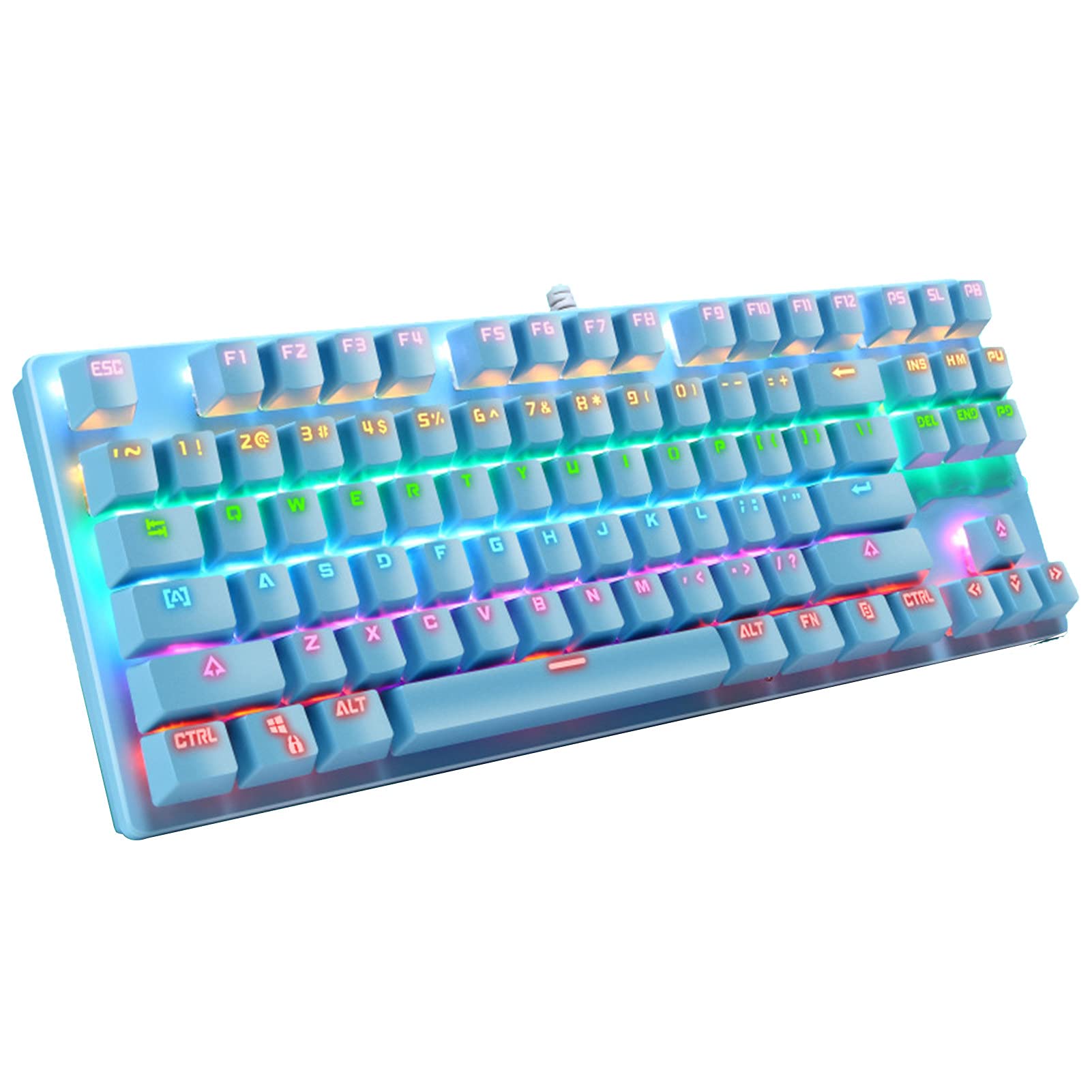 ADITAM Adattatore K550 87 Tasti USB cablatoRetroilluminazione Blu Switch Gaming Tastiera Meccanica Periferiche per Computer Double The Comfort