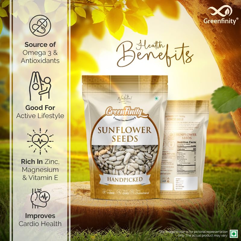 Image of GreenFinity Raw Sunflower Seeds | Rich in Protein, Fiber, Vitamins and Antioxidants | Nutritious Healthy Diet Food for Weight Management, Immunity, Everyday Snacking, Cooking, Salads, Smoothies (1kg)