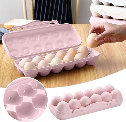 Miniatura 2 de Contenedor de huevos para refrigerador con tapas, apilable, caja de huevos de gran capacidad, estuche de almacenamiento de huevos de plástico