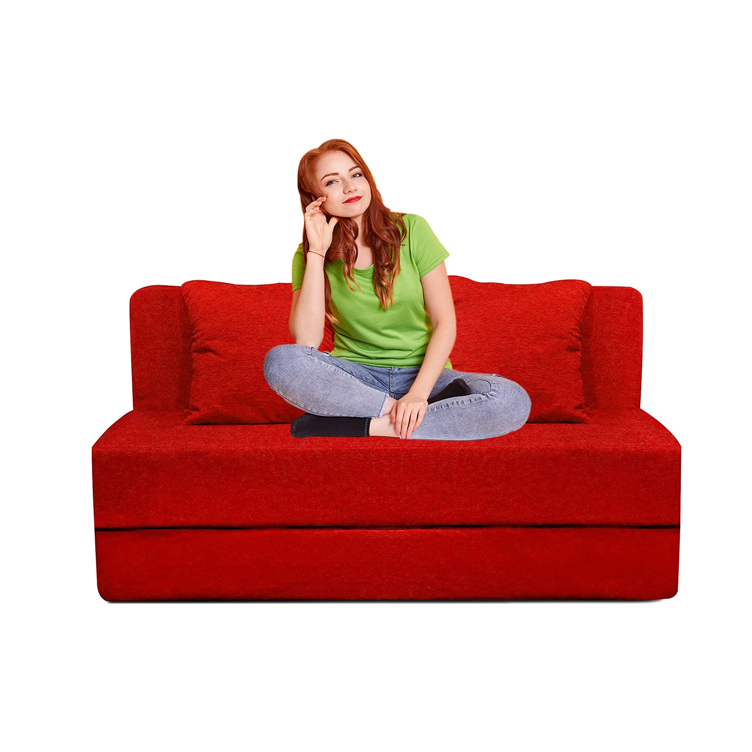 Dr Smith Two Seater, Folding Sofa Cum Bed for Living Room Bedroom, Lightweight, Washable Cover with Cushion | 4X6 Ft,- Red Color | (B0DBHN7YJV) Amazon Price History, Amazon Price Tracker