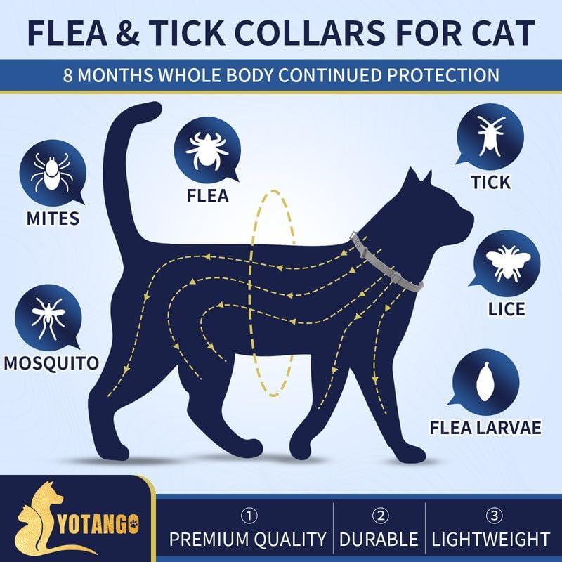Miniatura 2 de Paquete de 4 collares antipulgas para gatos, prevención de pulgas y garrapatas por 32 meses para gatos, collar de pulgas impermeable para gatos,