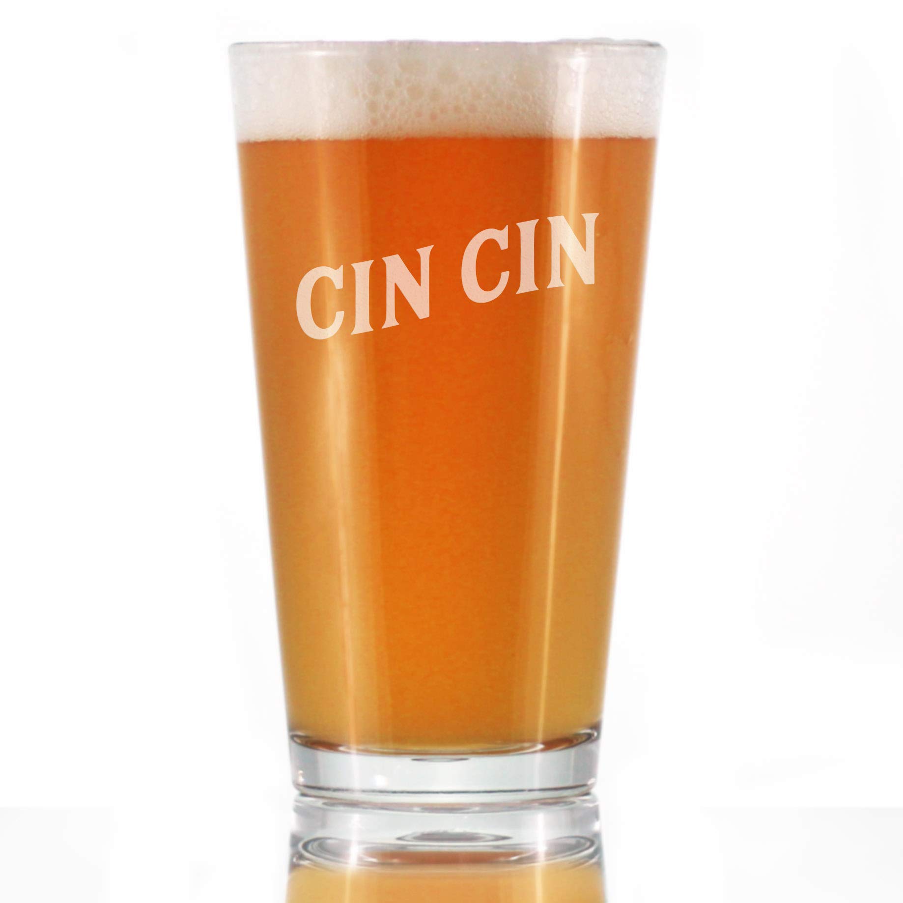 Cin Cin - Italian Cheers - Pint Glass for Beer - Cute Italy Themed Gifts or Party Decor for Women & Men - 16 Oz