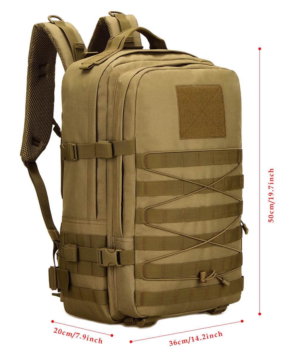 Taktischer Rucksack, 45 l, Wanderrucksack, Molle-Militär-Assault Pack, 43,2 cm (17 Zoll), Laptop-Rucksäcke, Reise, Tagesrucksack für Outdoor, Camping, Angeln, Trekking, Jagd, Schwarz