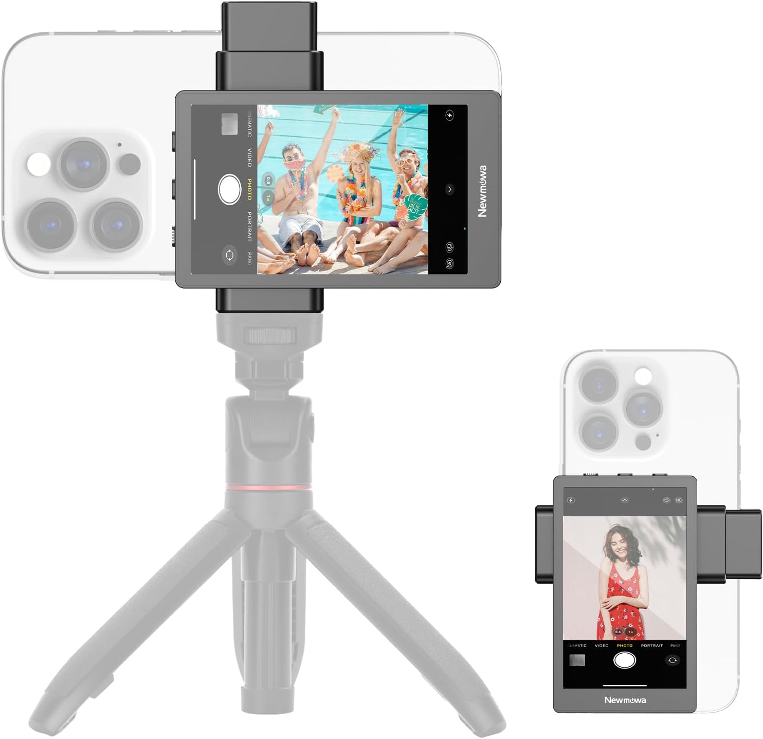 Newmowa Vlog Selfie Phone Monitor Screen with Magnetic Phone Holder, Phone Rear Camera Accessory for Vlog TikTok Live Stream, Compatible with iPhone(Support 4K 30fps Wired Recording)