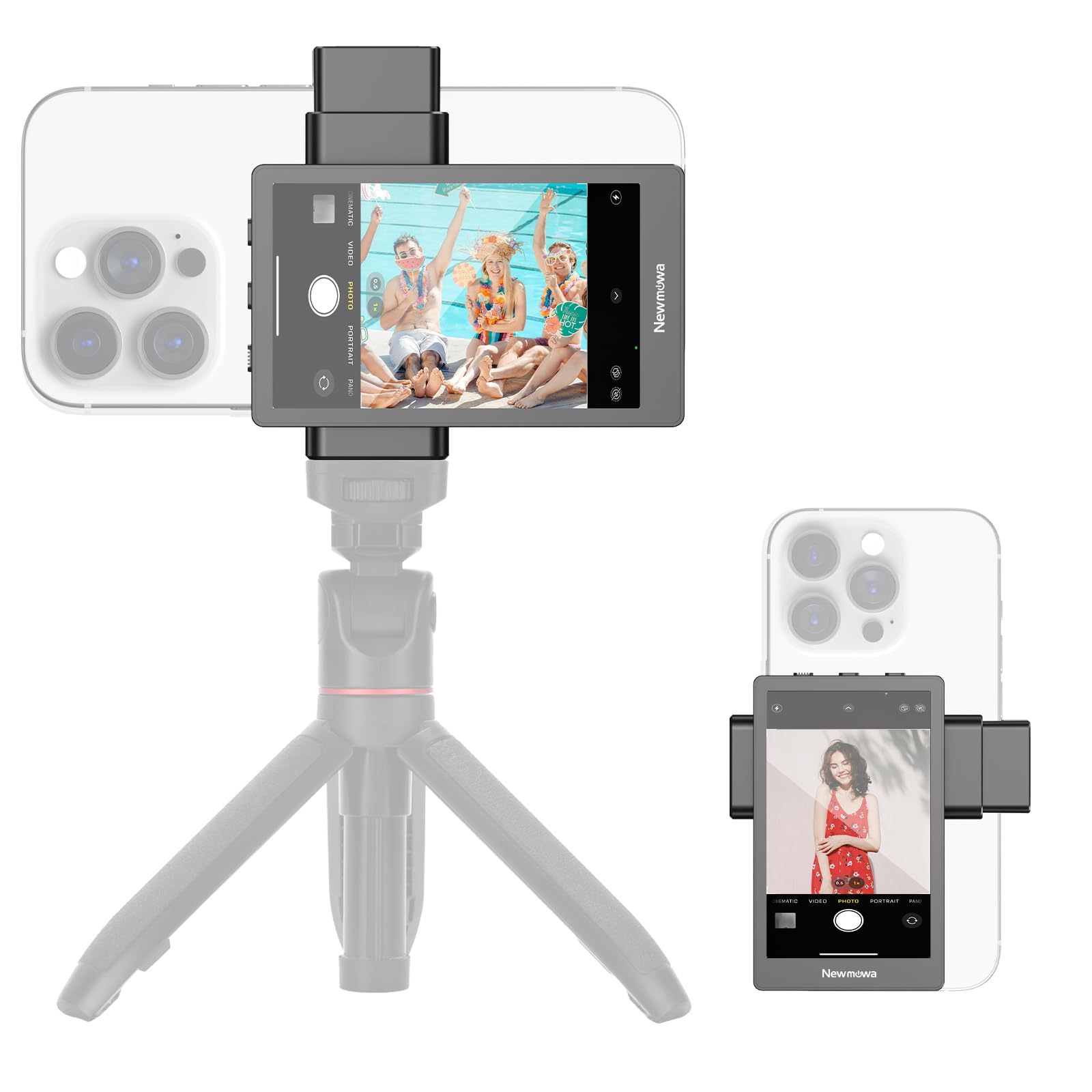 Newmowa Vlog Selfie Phone Monitor Screen with Magnetic Phone Holder, Phone Rear Camera Accessory for Vlog TikTok Live Stream, Compatible with iPhone(Support 4K 30fps Wired Recording)