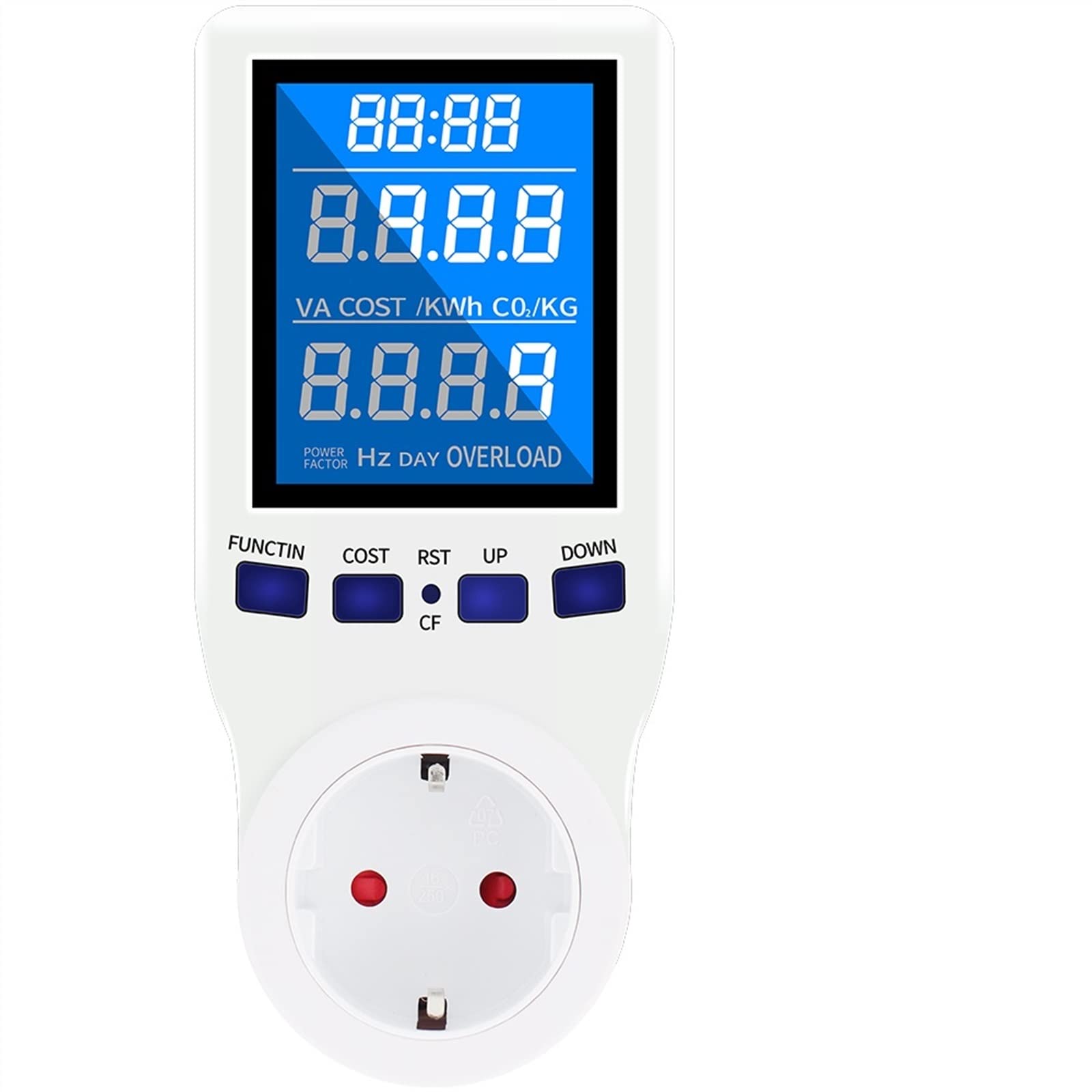 Misuratore di potenza Display LCD digitale Consumo di elettricità Wattaggio Kwh Contatore di energia Presa Analizzatore di potenza