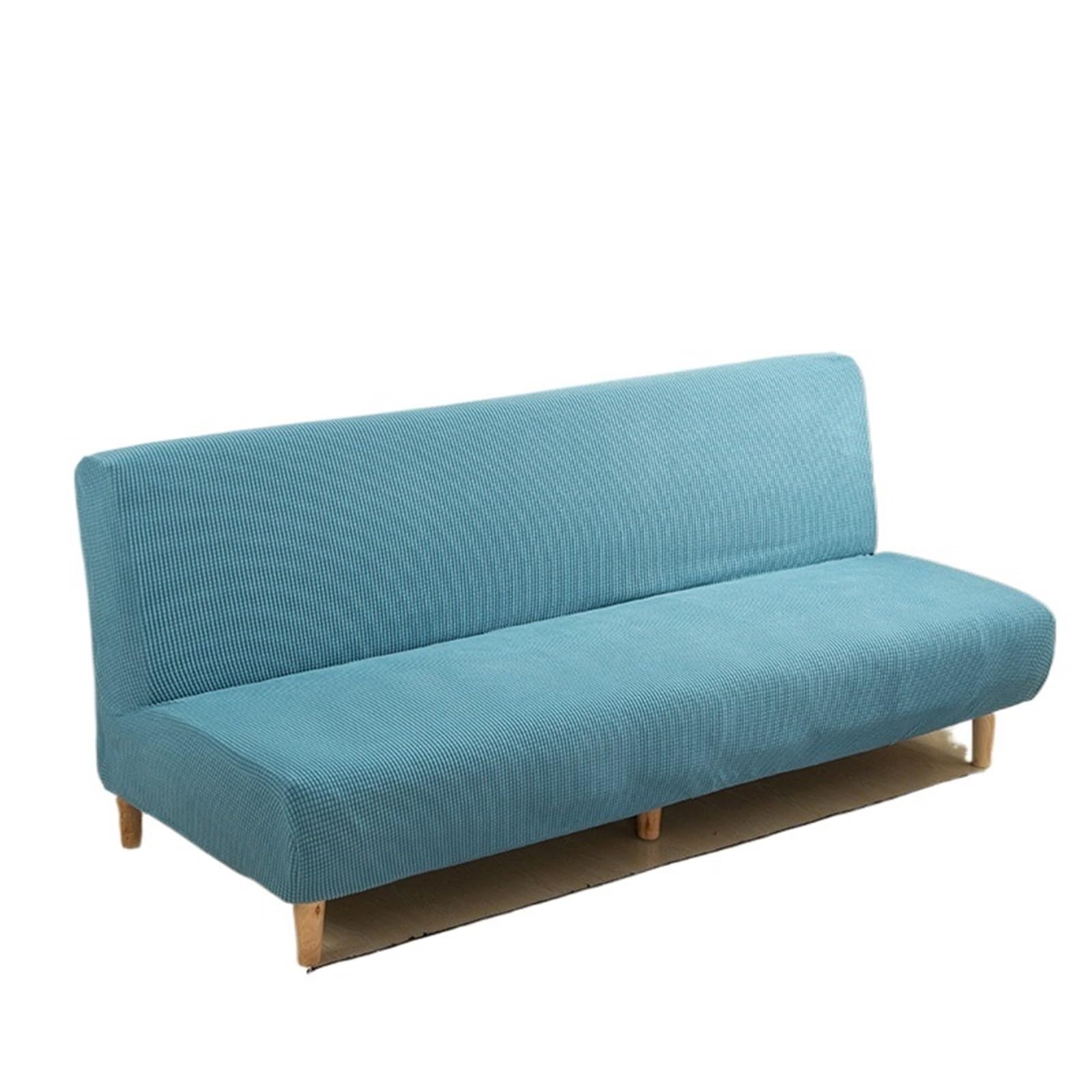 GCYEIDMA Armless Sofa Slipcover Polar Fleece Fabric Armless Sofa Bed Cover Without Armrest Big Elastic Folding Furniture Decoration(Blue,L 190-210cm)