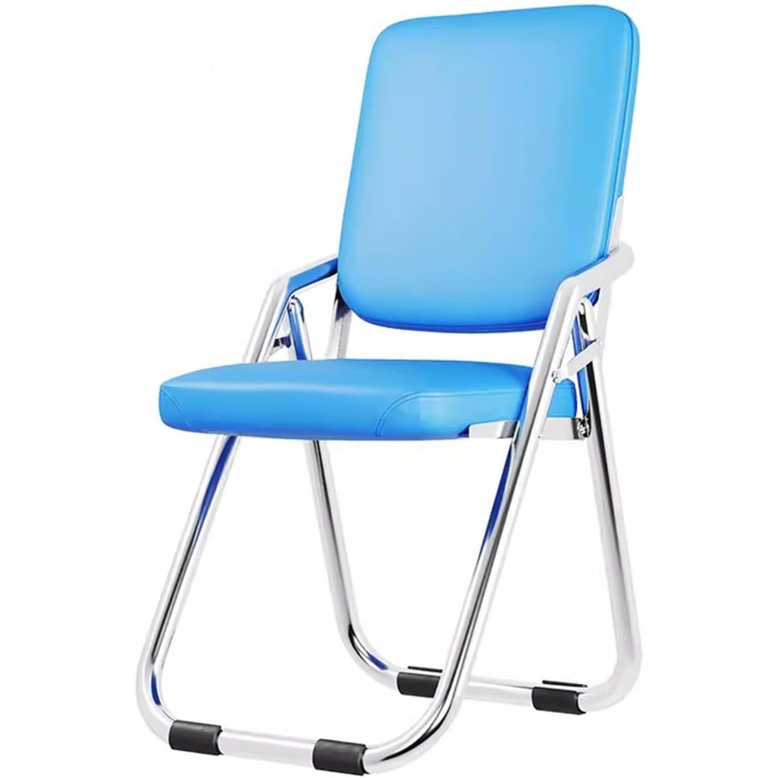 Comoda sedia pieghevole da ufficio per adulti impilabile con cuscino imbottito e schienale, ideale per piccoli spazi e lavoro a distanza (blu)