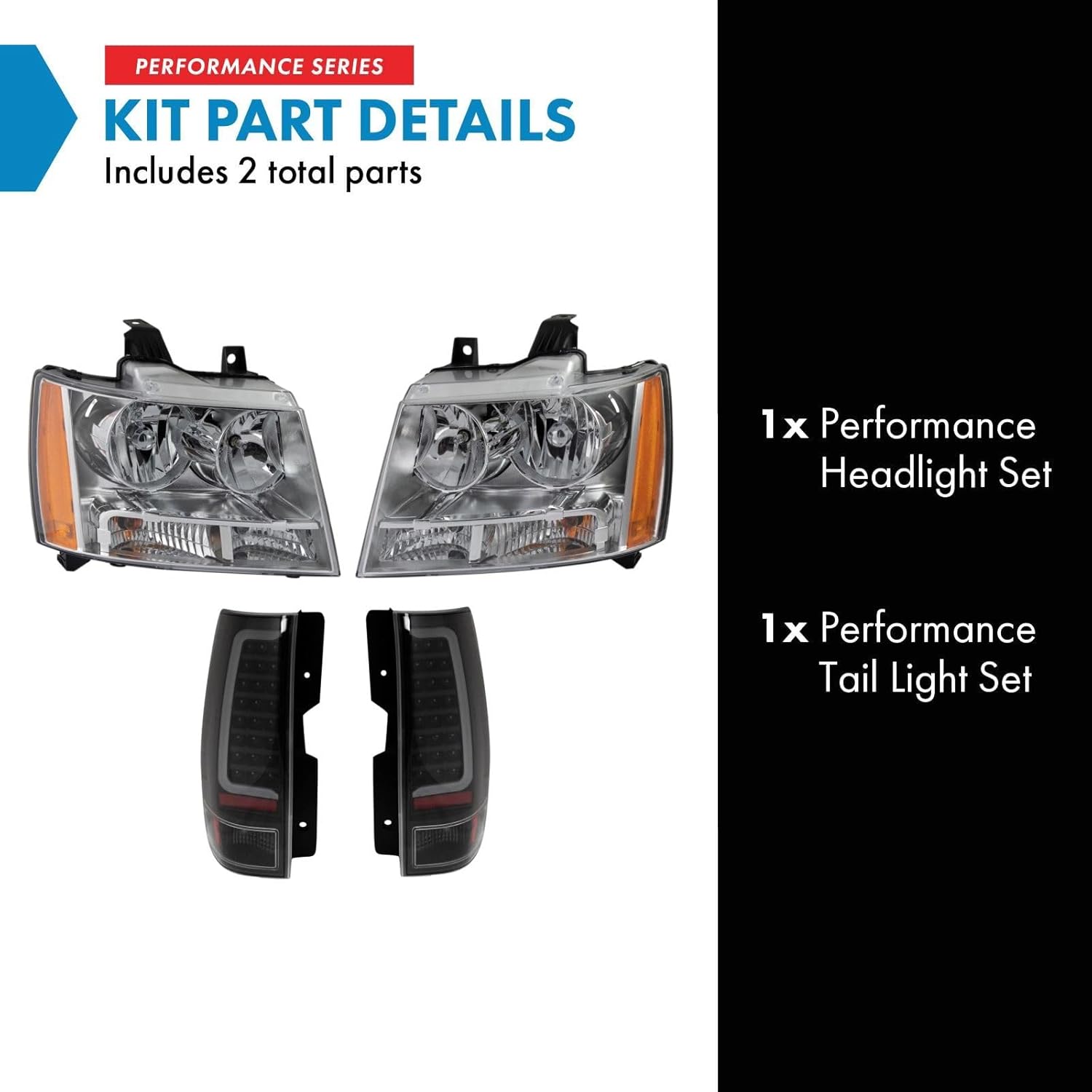 TRQ Lighting Kit GM2502263 GM2503263 GM2800196 GM2800204 GM2801196 GM2801204 Compatible with 2007-2014 Chevrolet Suburban 1500 2007-2013 Suburban 2500 Tahoe