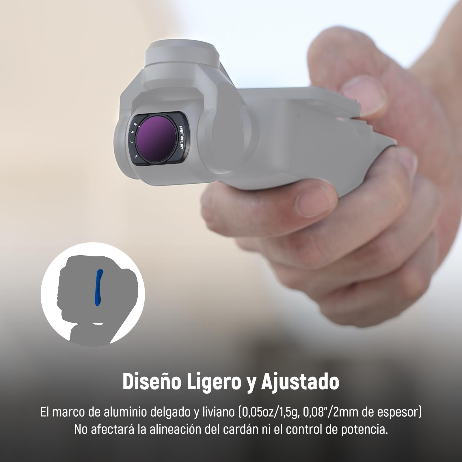 NEEWER Kit Variable ND2-ND32 y ND64-ND512 Compatible con DJI Osmo Pocket 3 / Pocket 4 / Xtra Muse, Filtros Densidad Neutra Paradas Limitadas, 2 Pantalla Protectores, Acción Accesorio Cámara
