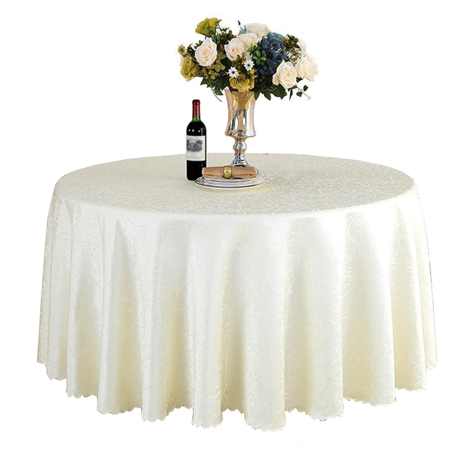 Poliéster Mantel Redondo Diámetro 160cm-320cm Hoteles Restaurantes Eventos y Fiestas Mantels Beige Diámetro 200cm