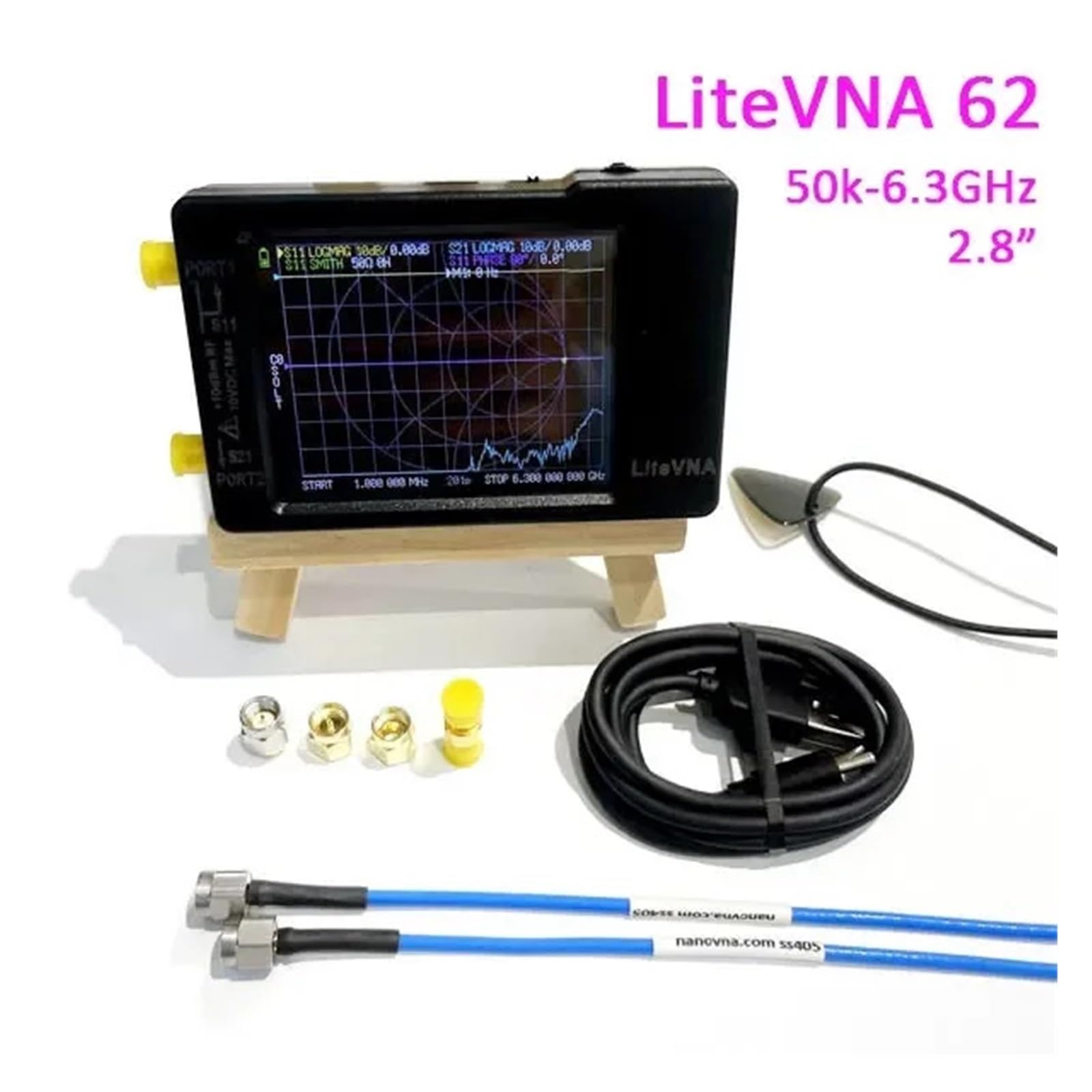 Analizador de espectro, Analizador de red vectorial LiteVNA 6G antena VNA NanoVNA 50k-6.3GHz(LiteVNA62 (2.8 inch))