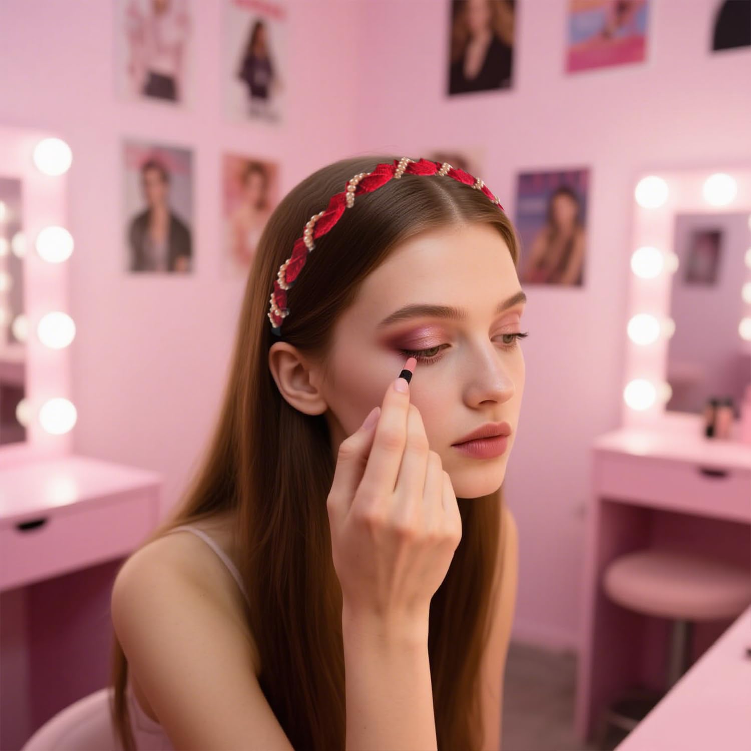 Ivyu 3 Pcs Vintage High Cranium Artificial Pearl Hairband with Teeth Grip - Elegant Non-Slip Knotted Pearl Headband Hoop for Women & Girls, Fashion Hair Accessories Gift