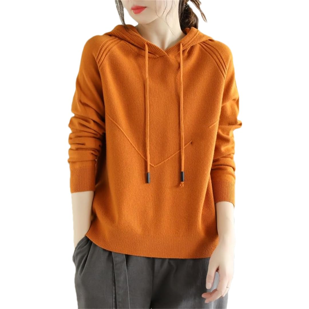 Donne Appliques Casual Solido Con Cappuccio Maglione Lavorato A Maglia Manica Lunga Tutti Pullover Felpe Con Cappuccio Top Abbigliamento Femminile