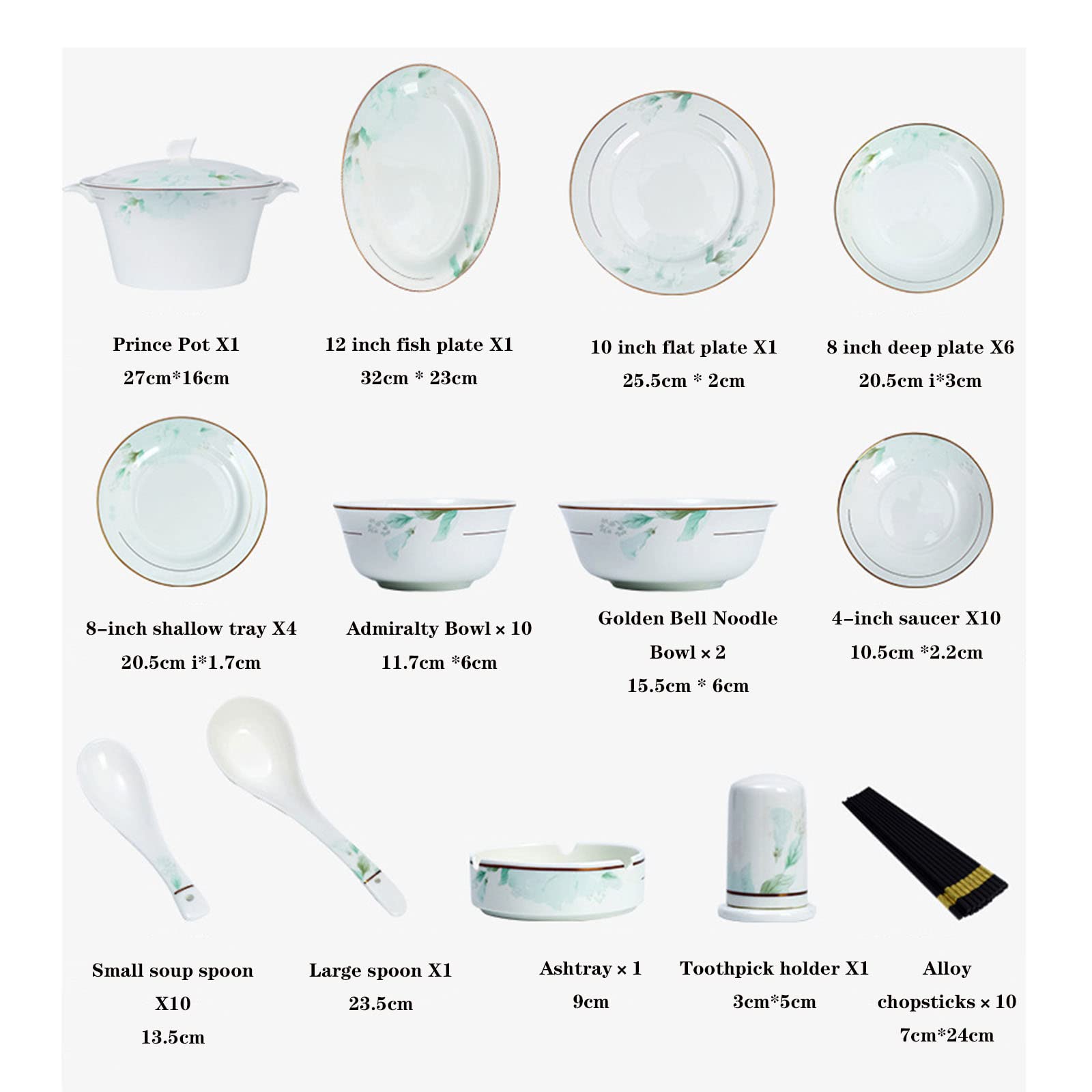 Zestaw obiadowy z porcelany kostnej, 58 sztuk ceramicznej zastawy stołowej dla 6-10 osób, eleganckie domowe talerze do naczyń do rozrywki i prezentów