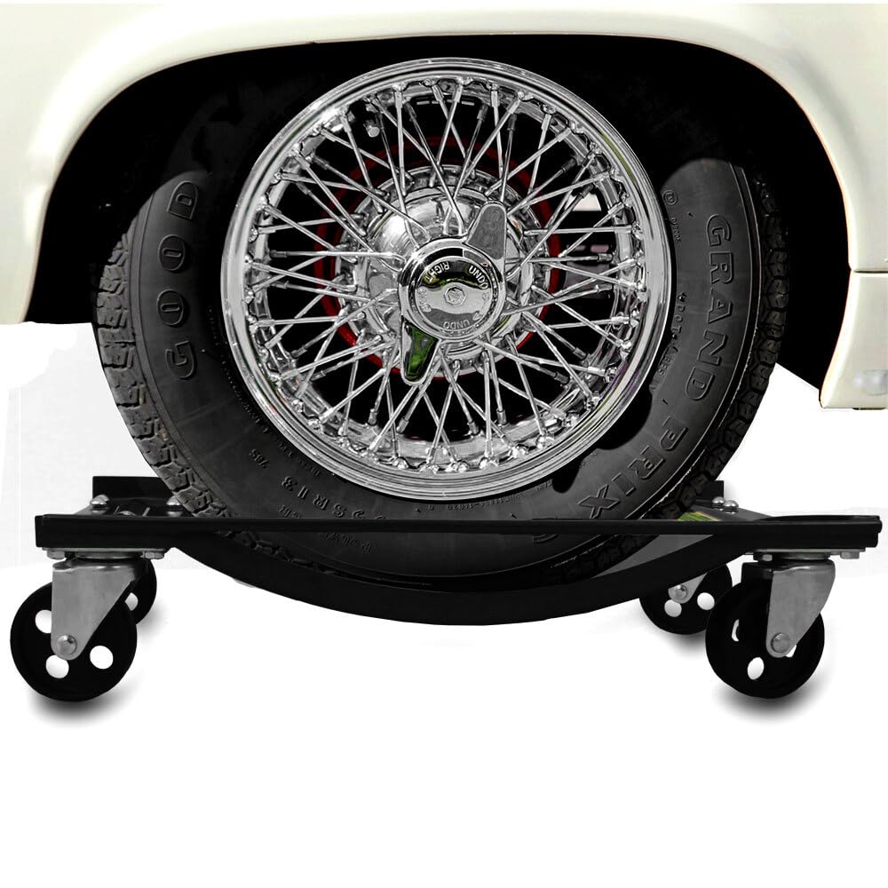 BITUXX 4 Stück Rangierhilfe für PKW Auto Rangierroller Rangierheber Wagenheber Roller Belastbar bis 450 kg pro Rangierroller Schwarz