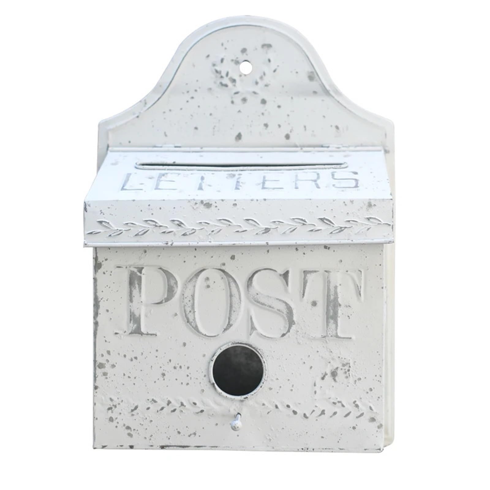 Wall Mounted Letterbox Vintage Metal Mailboxes Letter Box Wall Mounted Post Decoration Crafts Mailbox Outside Farmhouse(White)