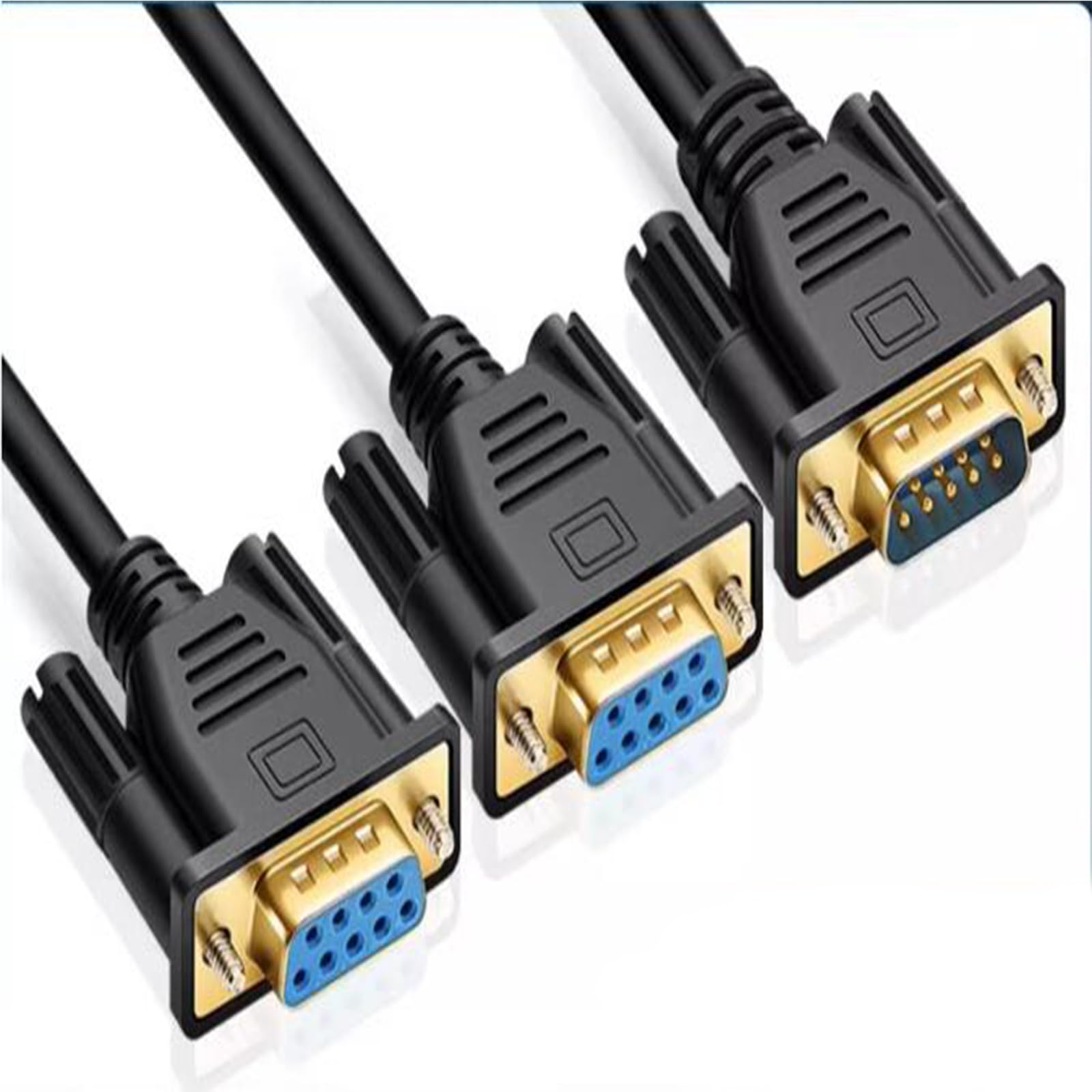 RIKYJIC RS232 DB9 Splitter Cable - 1 to 2 COM Port Adapter Pure Copper Dual Shielded (One Male to Two Female, 2 Meter)