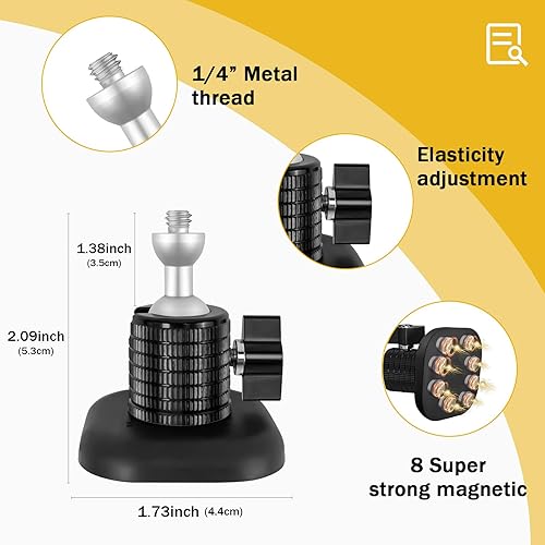 Miniatura 5 de Potente soporte magnético seguro para cámara con rosca de 14 de pulgada para WYZE Cam 3, Blink XT23, base de soporte de cámara de ajuste de 360 que