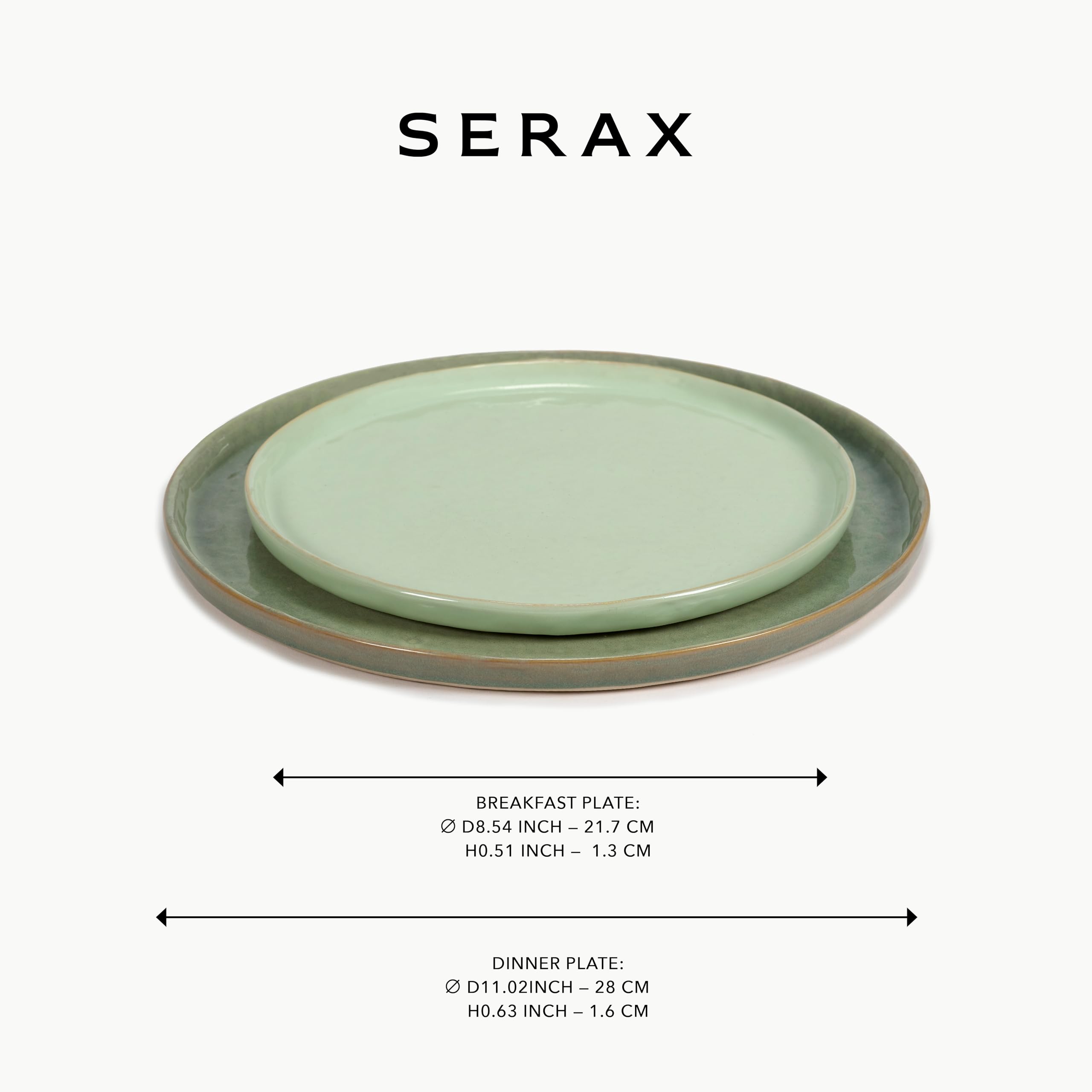 Serax Aquagreen Pure 12-częściowy zestaw obiadowy | 6 talerzy w rozmiarze M, 6 talerzy obiadowych w rozmiarze L, zestaw ceramiczny Pascale Naessens, współczesna zastawa stołowa