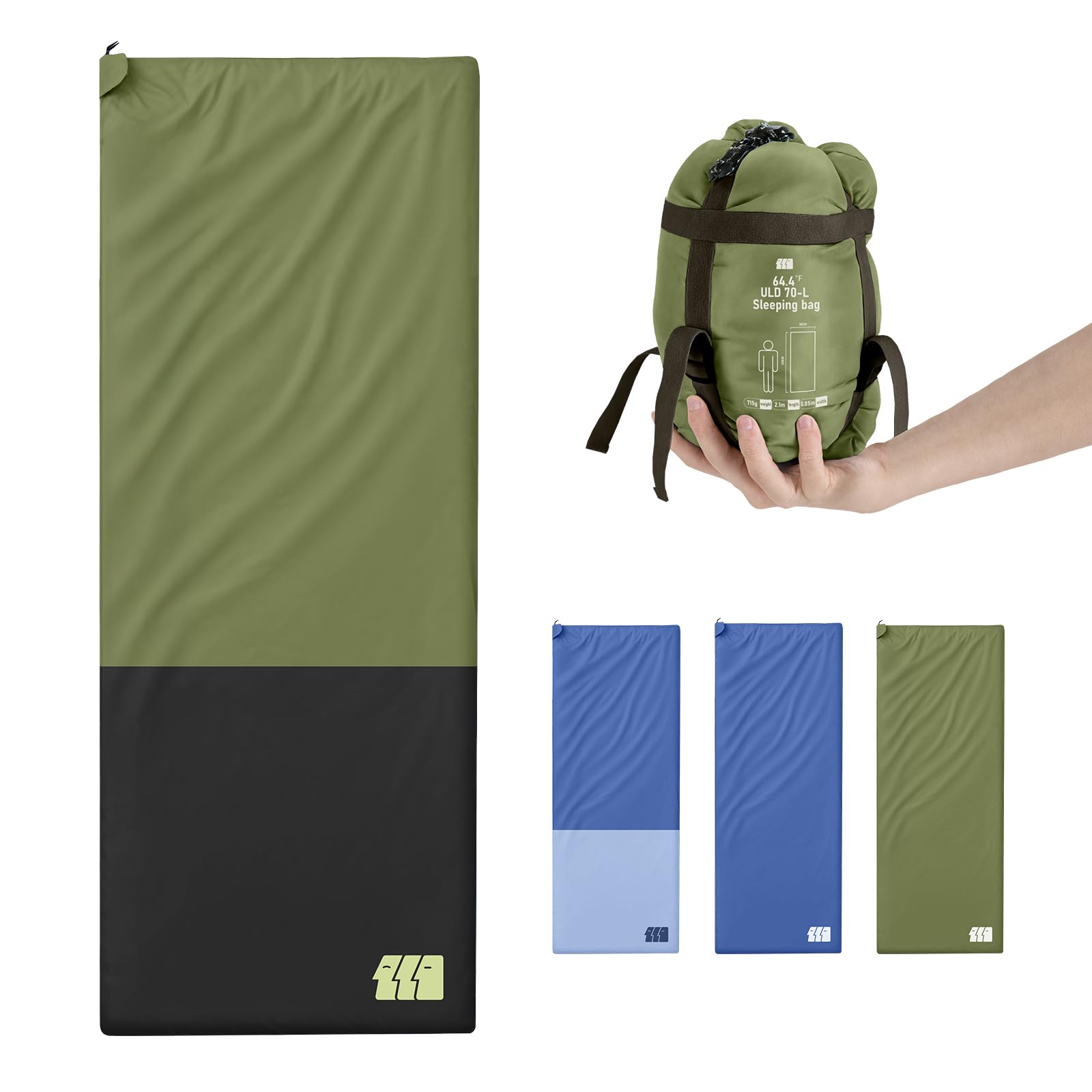 Warm Weather Sleeping Bags for Adults - Lightweight/Compact/Ultralight/Backpacking/Waterproof/Packable, Free Compression Sack - Best for Summer Camp, Hiking, Motorcycle, Easy to Carry, Small Space