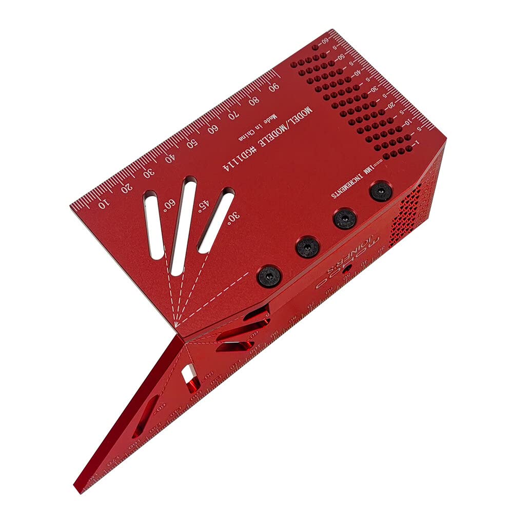 VIDOO Aluminiowy Kątownik Siodłowy 3D Szablon do Pomiaru Ukosów Linijka Układu Stolarskiego-Calowy