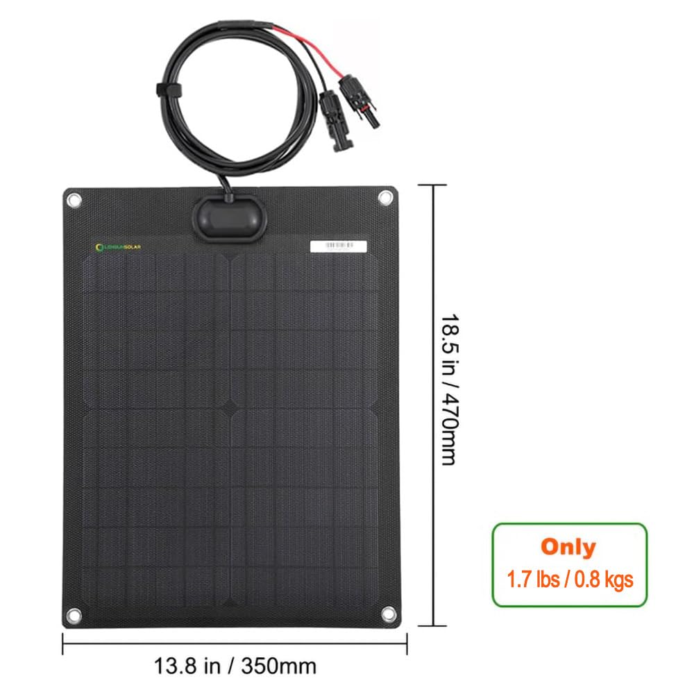 Amazon.com : Lensunsolar 20W 12V ETFE Black Flexible Solar Panel
