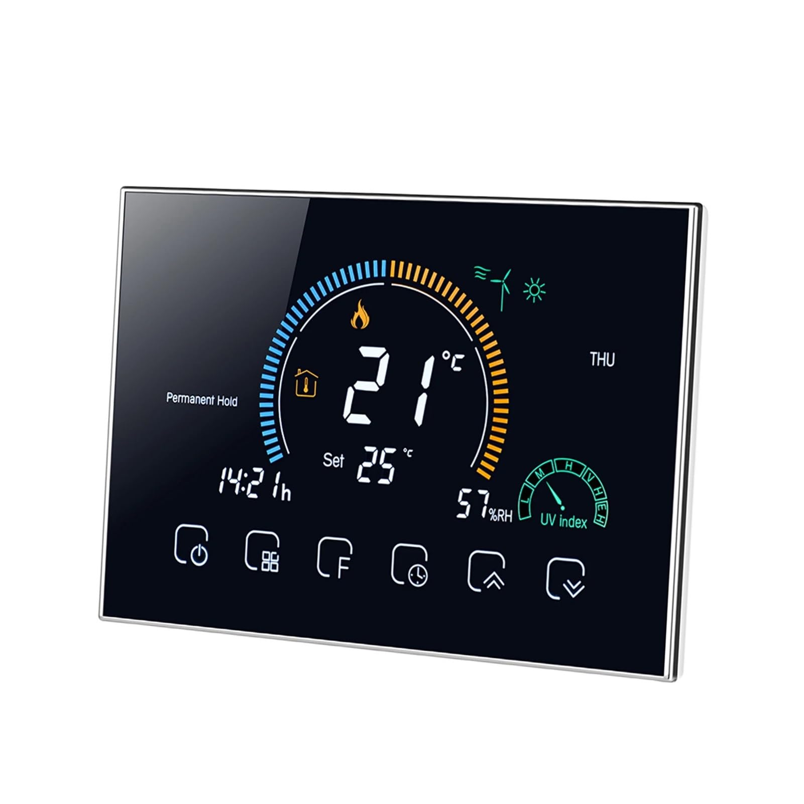 Termostato Smart, Termostato intellinte regolatore di temperatura for caldaia a gas riscaldamento a pavimento elettrico display umidità,per la casa(Black no wifi)