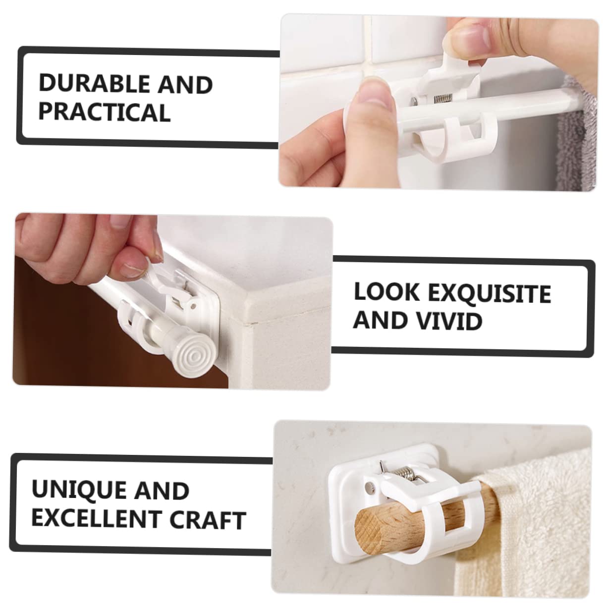 GARVALON 24pezzi Supporti per Bastoni delle Tende Ganci Adesivi Resistenti per Tende da Bagno e Teli Facile Installazione