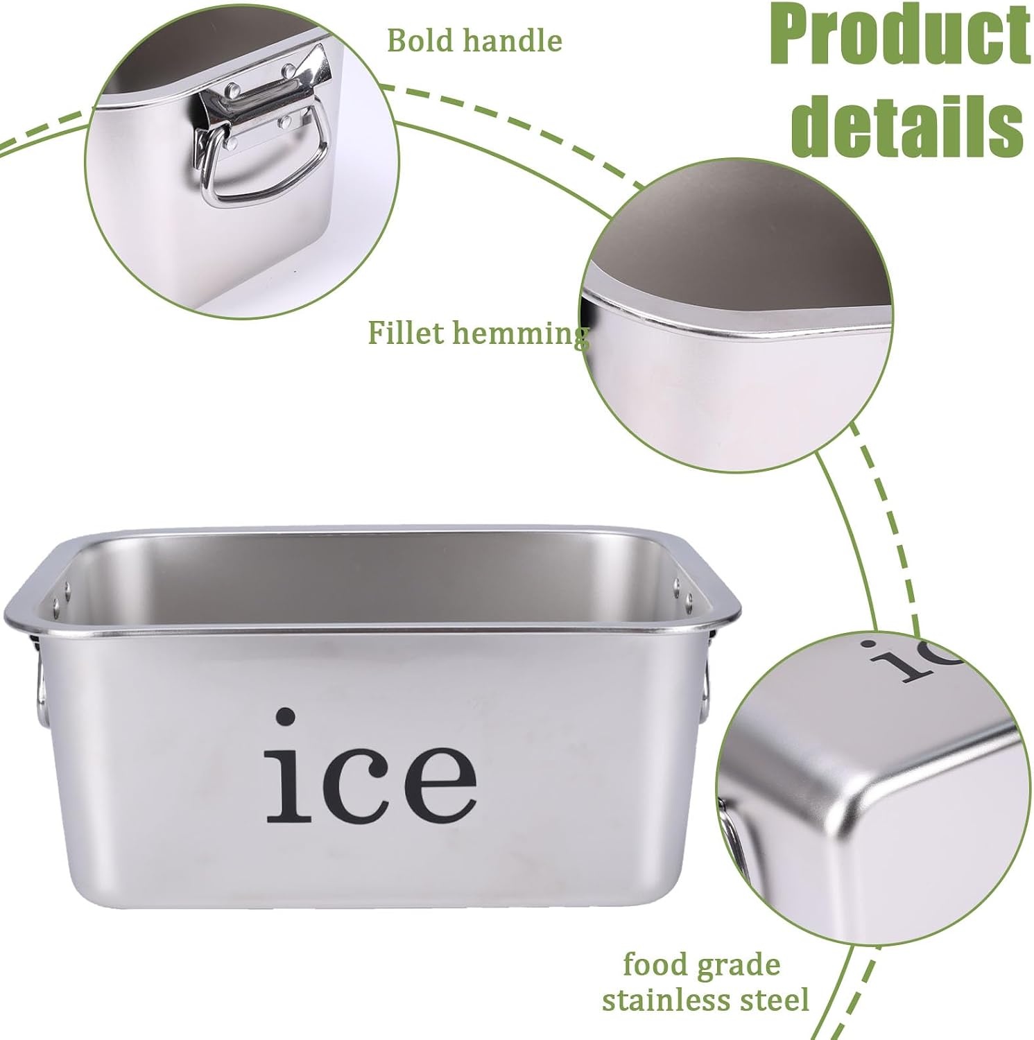 Ice Bucket, Stainless Steel Champagne Bucket with Lid, Double Handles, Scoop & Tongs Set, Drink Cooler for Parties, Wedding,Bar Cart,Patio,Holiday Hosting,New Year Toasts,for Home Entertaining-Large image 2