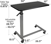 Vista 3 de Vaunn Mesa auxiliar médica ajustable con ruedas para cama (para uso en hospitales y uso doméstico)