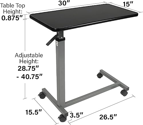 Miniatura 3 de Vaunn Mesita de noche ajustable médica con ruedas (uso hospitalario y doméstico)