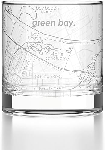 Miniatura 147 de Well Told Vaso de whisky grabado con mapa de Charleston, Carolina del Sur, vaso de rocas estilo antiguo (11 oz, transparente), vaso de whisky