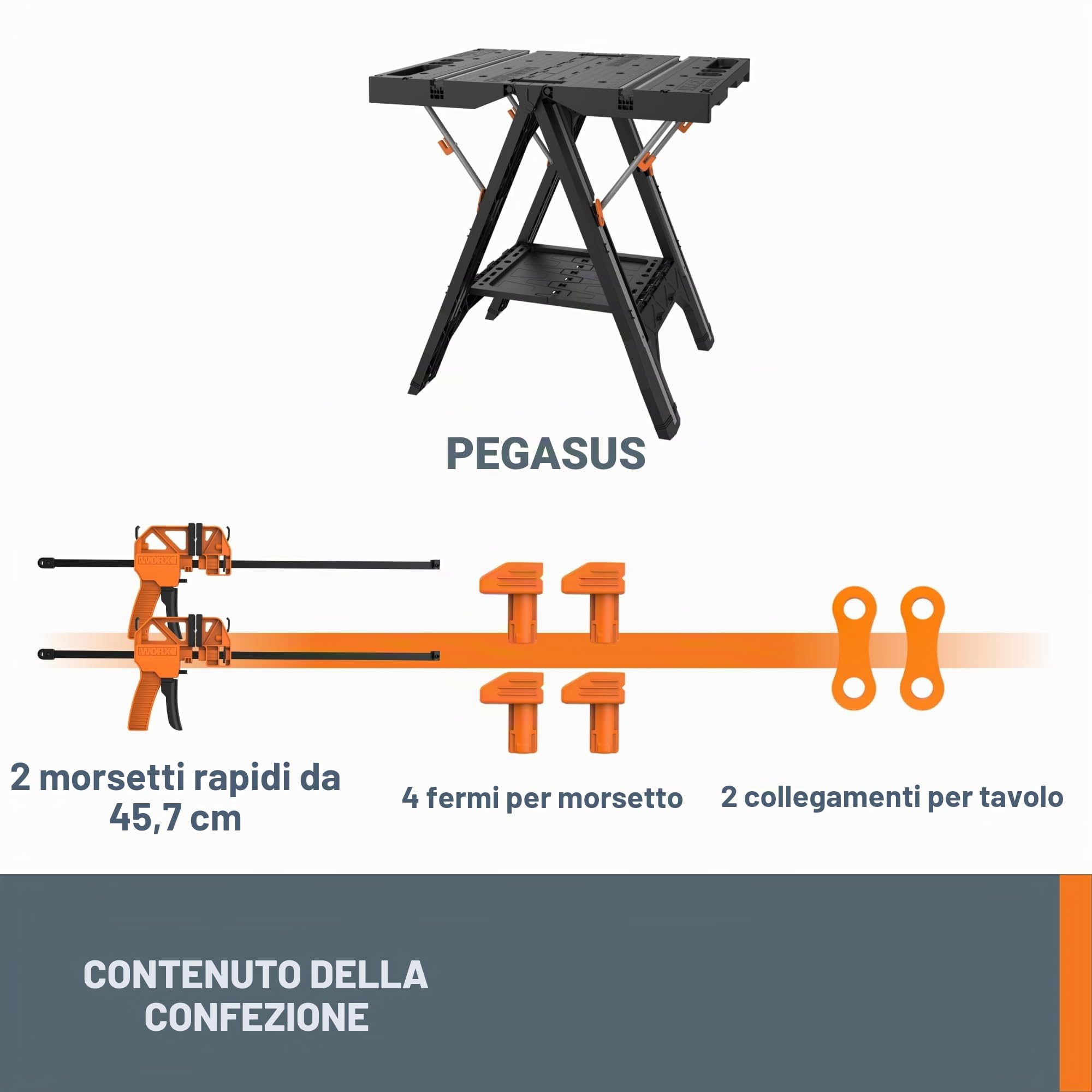 WORX WX051 Pegasus - Tavolo da lavoro pieghevole con cavalletto