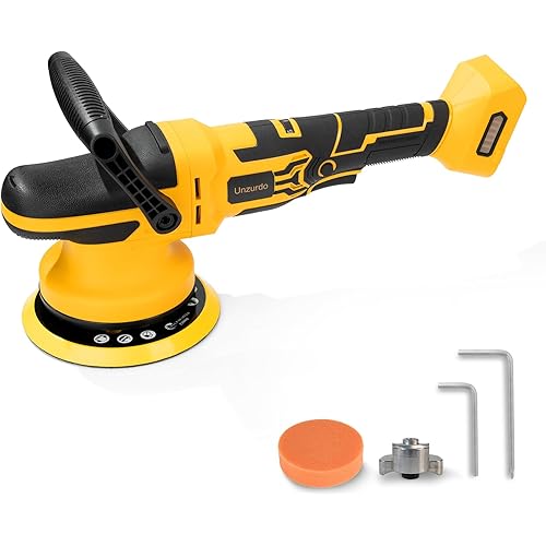 Cordless 6" DA Buffer Polisher Compatible with Dewalt 20V Battery(Tool Only), Brushless, 5500 OPM, 15mm/21mm Orbit, 6-Speed Random Orbital Car Polisher Waxer for Detailing