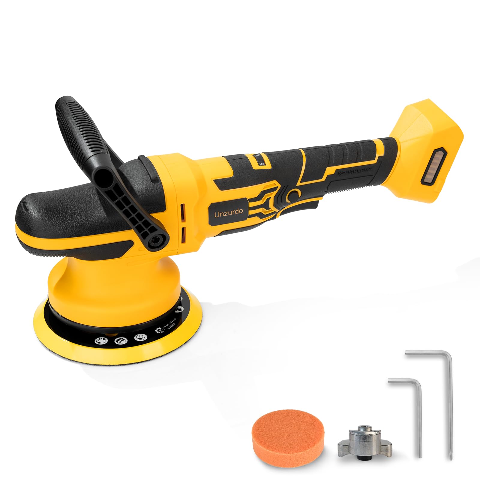 Cordless 6" DA Buffer Polisher(Tool Only) Compatible with Dewalt 20V 60V MAX Battery, Brushless, 5500 OPM, 15mm/21mm Orbit, 6-Speed Random Orbital Car Polisher Waxer for Detailing
