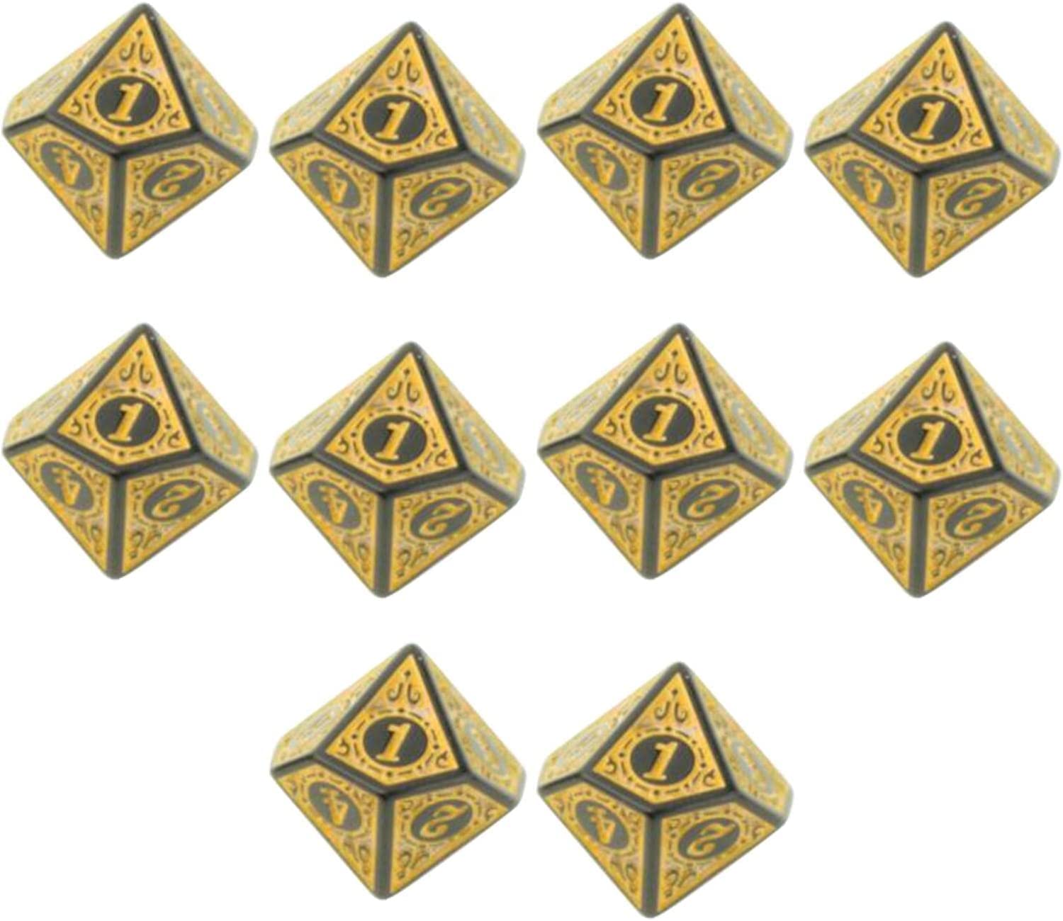 Set di Dadi da Gioco, 10 Pezzi di Giocattoli di intrattenimento poliedrici in Acrilico Gioco da Tavolo for Famiglie, Bianco (Color : Geel)