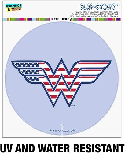 Miniatura 2 de Wonder Woman USA Bandera Americana Logo Automotriz Ventana de Coche Locker Circle Bumper Pegatina