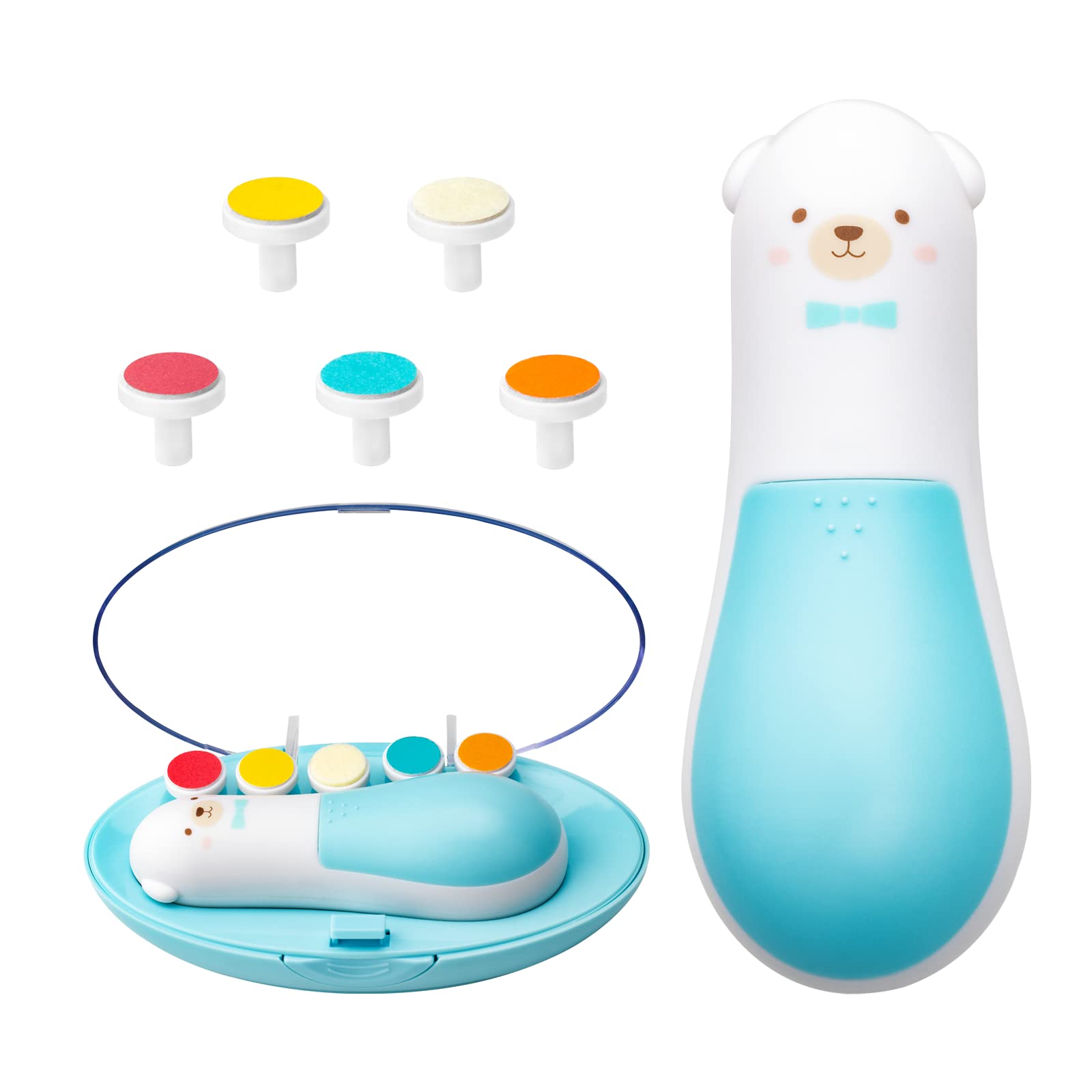 Baby Nail Trimmer Electric,Baby Clippers, 6 in 1 File,Nail File Grooming Kit Manicure Set for Toddler or Adults (Blue-New)