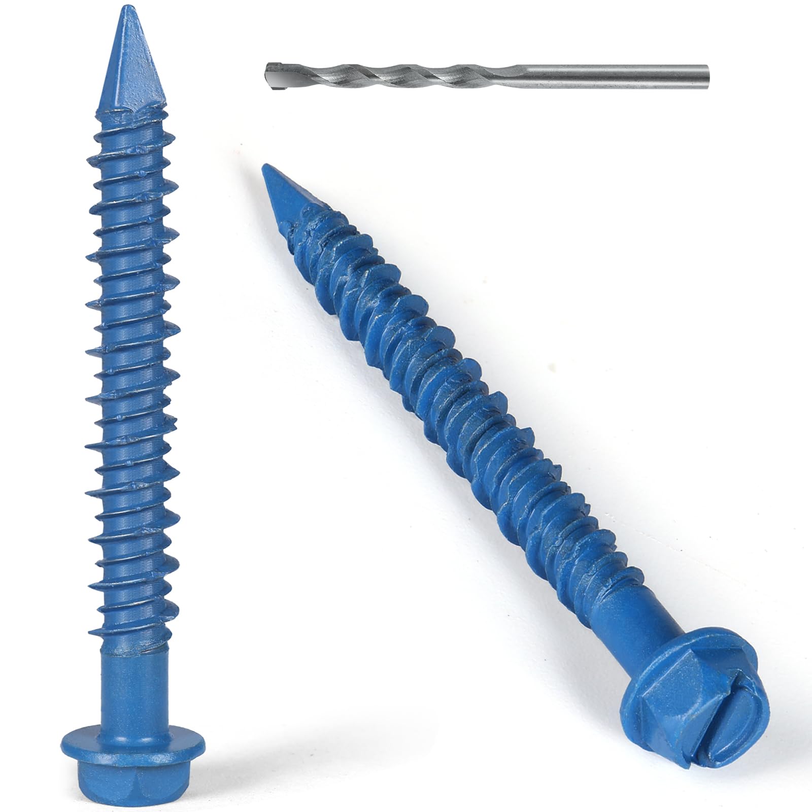 1/4x2-3/4 Inch 35PCS Hex Head Concrete Screws, Screws Anchor with Drill Bit,for Masonry, Block, Brick, Cement, Stucco, No Pre Drilling, Diamond Point