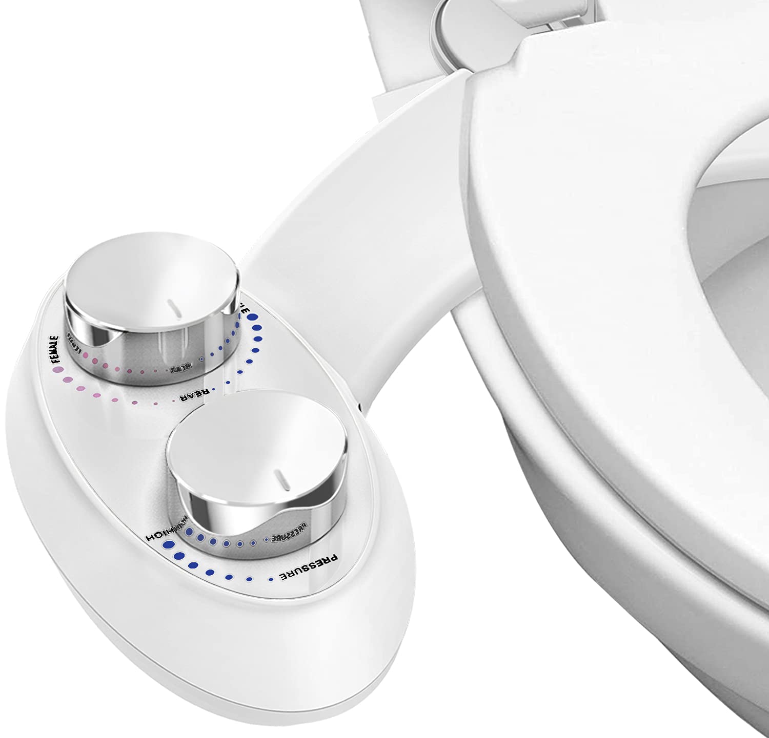 Bidet Toilet Seat Attachment with Self Cleaning Dual Nozzle Nebulastone Non-Electric Bidet Spray with Adjustable Pressure Control for Sanitary and Feminine Wash,Easy to Install (Blue)