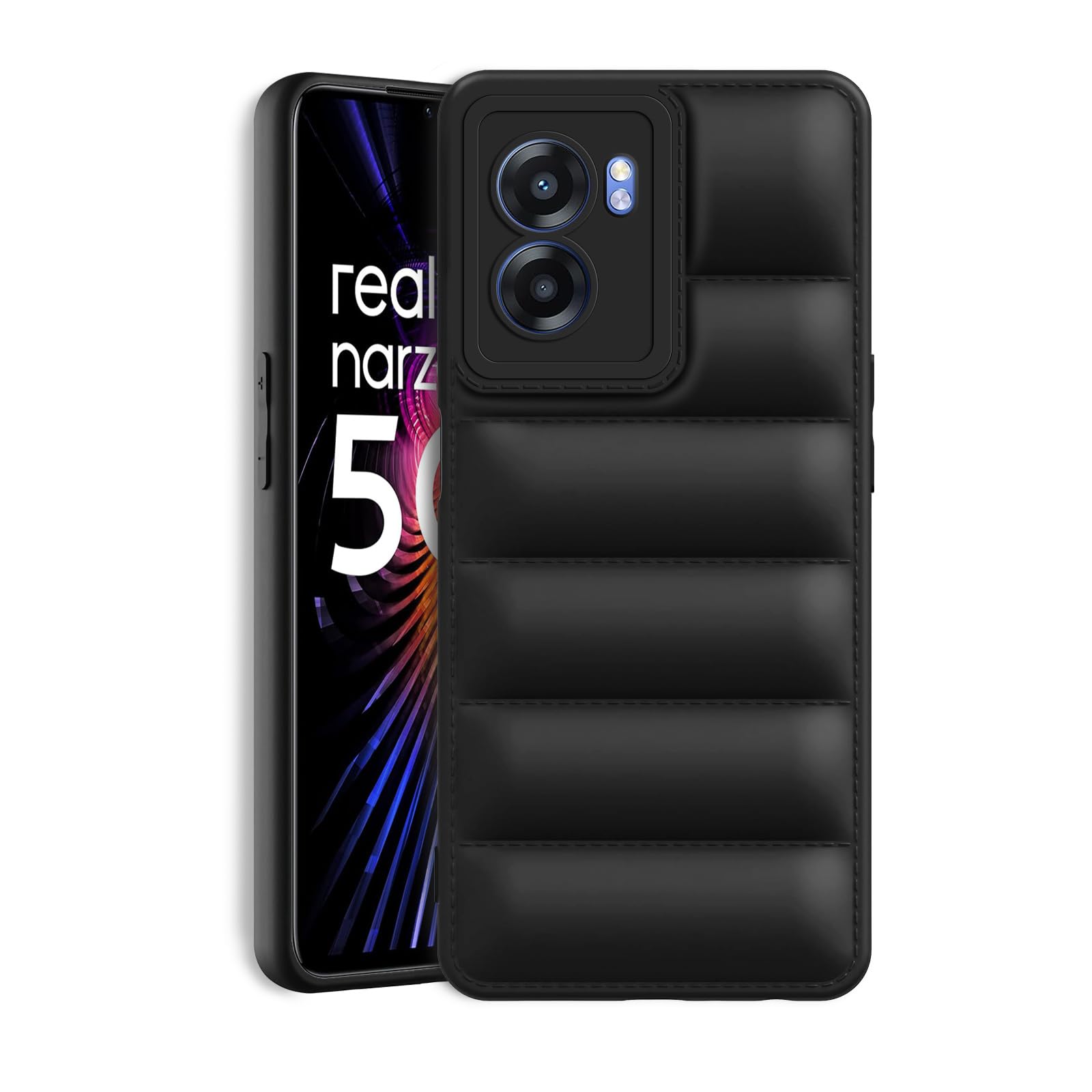 Plus Puffer Case Camera Protection Soft Back Cover for Realme Narzo 50 (5G) / Oppo K10 (5G) / Oppo A57 - Black (B0D6WC82L7) Amazon Price History, Amazon Price Tracker