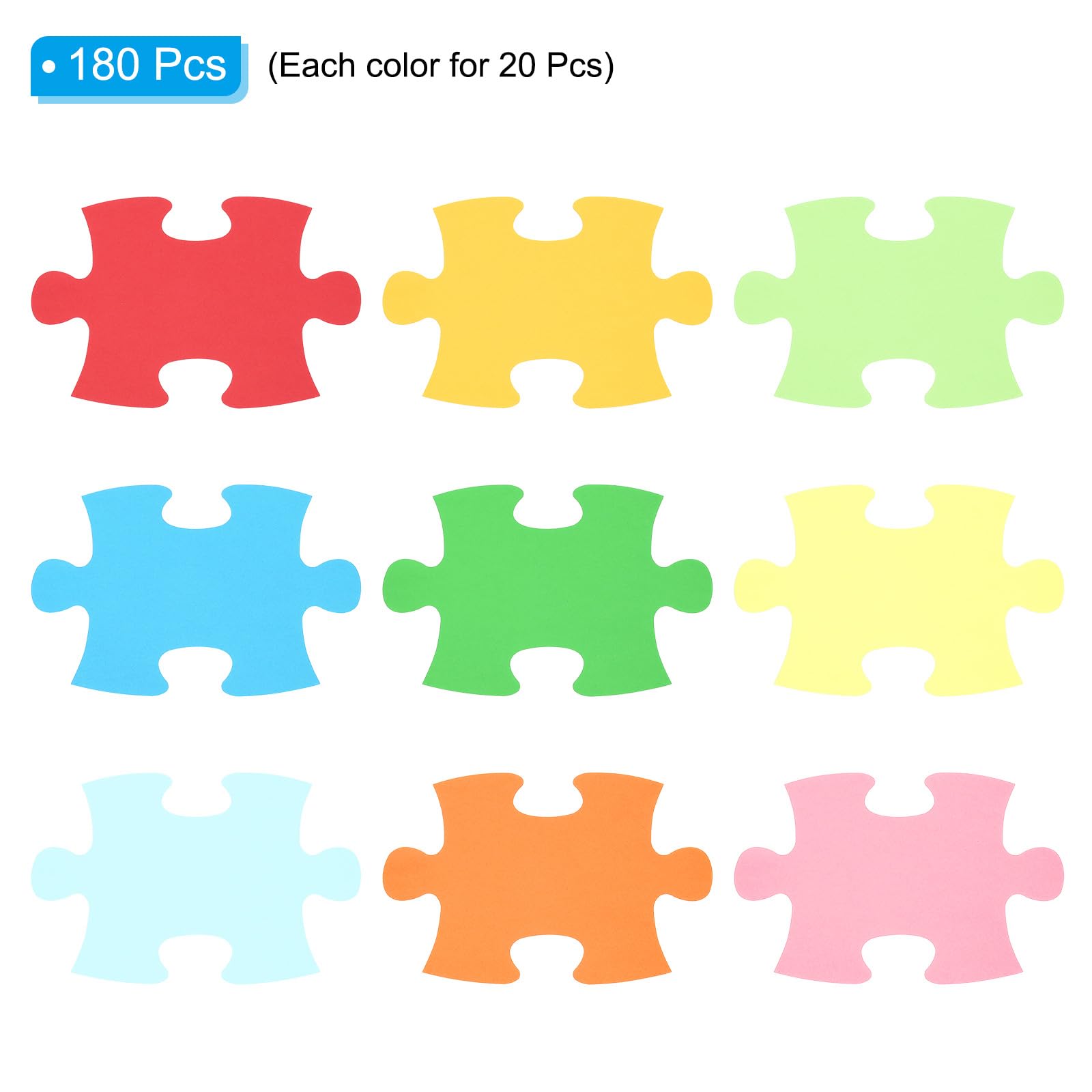 PATIKIL 5x6" Ausschnitte aus Papier, 180 Stück Puzzleteile in verschiedenen Farben für Pinnwandkunst, Büro, Klassenzimmer, Party, Frühlings-DIY-Bastelarbeiten, Karten-Dekoration, bunt