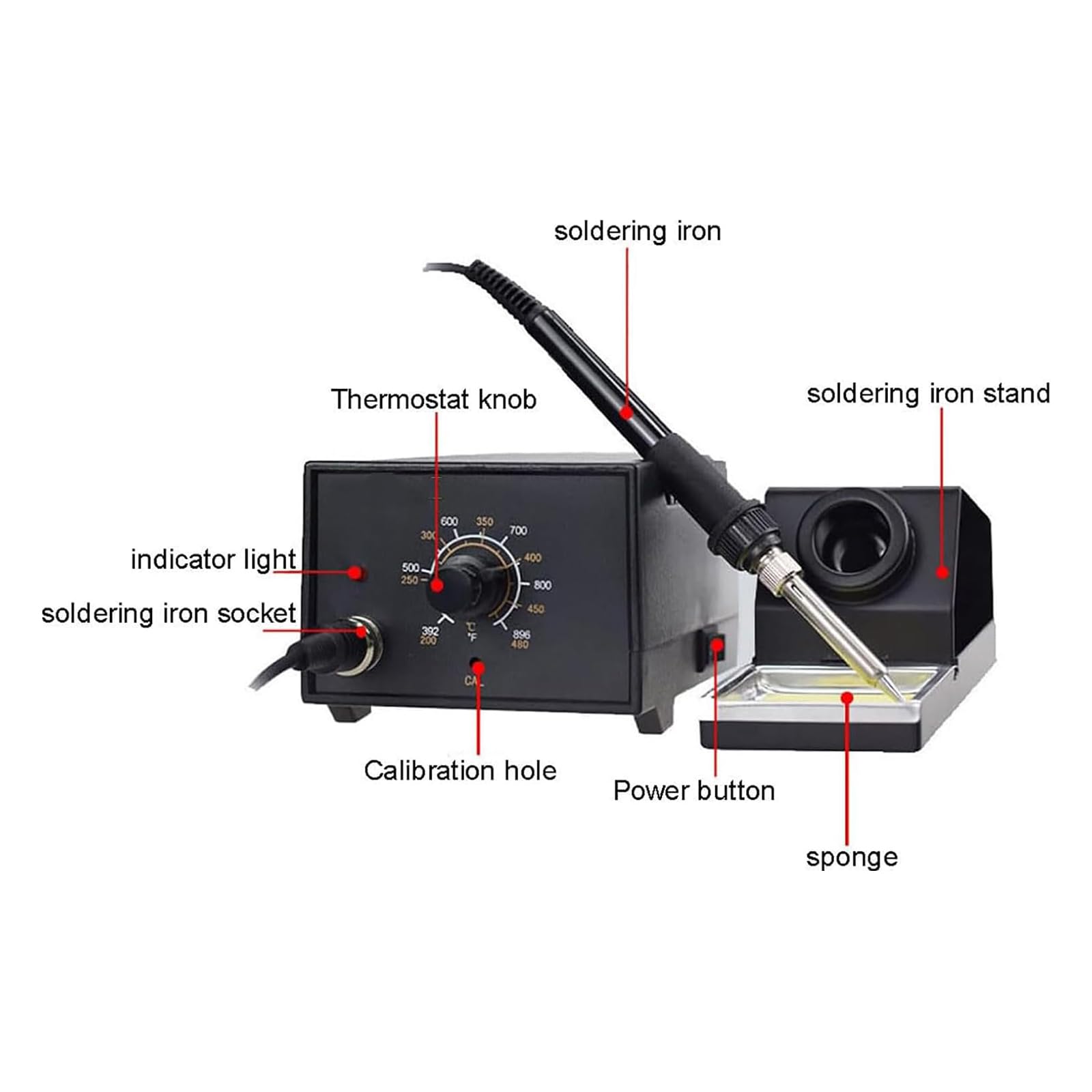 Estación De Soldador, Máquina De Soldadura De 60 W, Calentamiento Rápido/Control De Temperatura Ajustable De 200 ℃ -480 ℃/Potencia De Transformador Suficiente, para Reparación/Soldadura