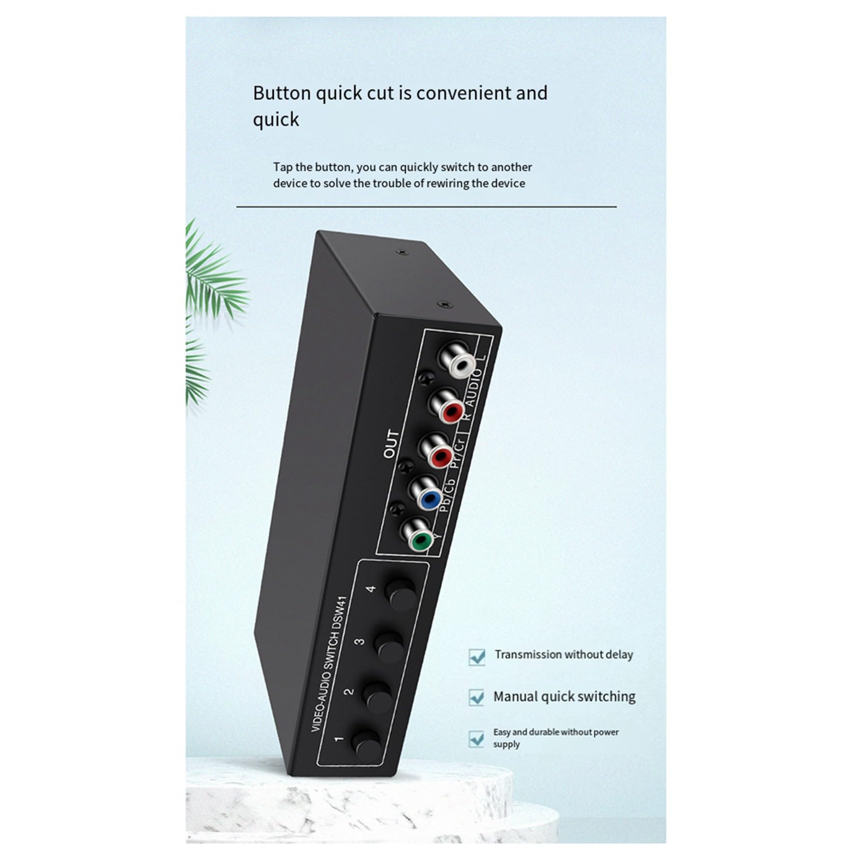 2 sztuki 4x1 Component Video Signal Switcher YPbPr YCbCr Audio DSW41 przycisk ścianki działowej przełącznik ręczny CVBS 720P metalowa obudowa